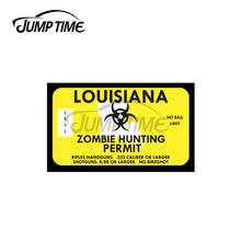 Jump Time 13 x5.5cm Zombie Hunting Permit LOUISIANA Windshield Car Stickers Vinyl Decal Car Door Protector Waterproof for VAN RV 2024 - buy cheap