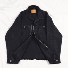 Jaqueta jeans de zíper preto moda coreana, casaco feminino, jaqueta de bainha solta de manga comprida, de primavera, vestuário feminino 2024 - compre barato