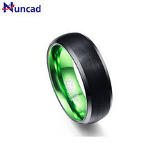 Banda de boda 100% auténtica de 8mm de ancho, cúpula negra de carburo de tungsteno, superficie esmerilada + anillo interior verde, anillo de acero de tungsteno 2024 - compra barato