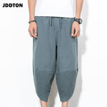 JDDTON New Men‘s Summer Linen Harem Solid Pants Fashion Big Pocket Baggy Casual Loose Calf-Length Male Pants Trousers JE002 2024 - buy cheap