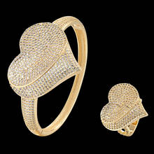 Zlxgirl jewlery women size love heart Zircon Bracelets & Bangles Gold Color Copper wedding Bangle Bracelet ring bijoux sets 2024 - buy cheap