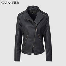 CARANFIER-chaqueta de cuero de imitación para mujer, cazadora de manga larga, estilo Punk, para primavera 2024 - compra barato