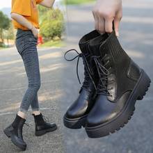 2019 Autumn Casusal Shoes Women New Style Fashion Brand Martin Boots Thick Bottom Chunky Heel Cross-tied Martin Boots Black Shoe 2024 - buy cheap