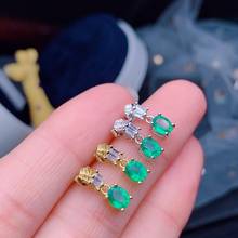 SHILOVEM 925 sterling silver real Natural Emerald stud earrings classic fine Jewelry new wedding wholesale 4*5mm  e0405822agml 2024 - buy cheap