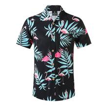Black blue camisas Printing Men Shirt Beach Casual Loose Lapel shots Sleeve Floral Shirts for Men Summer Fashion Hawaiian Shirt 2024 - buy cheap