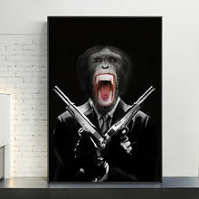 Monkey Holding Guns Canvas Art Posters And Prints Monkey in a suit Canvas Paintings on the Wall Art Animals Pictures Home Decor 2024 - buy cheap