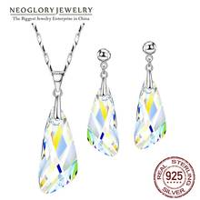 Neoglory Crystal Jewelry Set Geometric Style S925 Silver Necklace & Earrings Embellished With Crystals From Swarovski 2024 - buy cheap