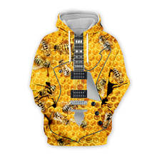 Sudadera con capucha con estampado de abeja y guitarra en 3D para hombre y mujer, suéter con capucha de puro miel crudo, estilo Harajuku, chaqueta informal Unisex, DW0034 2024 - compra barato