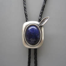 Jeansfriend-collar de cuero para boda, lazo para el cuello, piedra azul natural, plateado, Original 2024 - compra barato