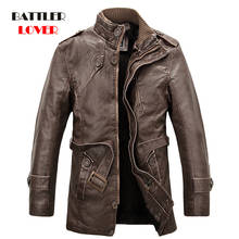 Chaqueta de cuero con cinturón para hombre, abrigo de lana cálido y largo, cortavientos, Steampunk, motero, invierno, 2021 2024 - compra barato