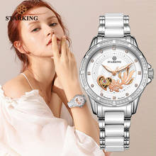 STARKING Mechanical Watch Women Automatic Skeleton Fashion Ladies Dress Watch With Rhinestone White Ceramic Wristwatches Relogio 2024 - buy cheap