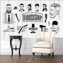 Retro Nostalgia European and American Trend Man Hair Salon Wall Paper 3D Barber Shop Industrial Decor Mural Wallpaper 3D Murals 2024 - buy cheap