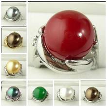 14mm shell pearl Bead Gemstone Jewelry Ring Size 6 7 8 9 2024 - buy cheap