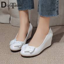 DORATASIA Big Size 33-43 New Fashion Ladies Spring Pumps Concise Cute Pumps Women Wedges High Heels Bowknot Slip On Shoes Woman 2024 - buy cheap