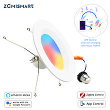 Zemismart-luz inteligente para teto, luminária embutida para teto inteligente tuya zigbee 3.0 rgbcw, lâmpada embutida para teto com 6 lâmpadas eua e27, alexa, google home 2024 - compre barato