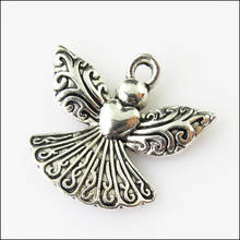 10 novo coração anjo asas tibetano tom de prata encantos pingentes 21x23mm 2024 - compre barato