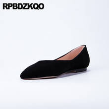 Zapatos de diseñador de lujo para mujer, calzado chino de ante genuino, punta estrecha, planos, color negro poco profundo, alta calidad, 2021 2024 - compra barato