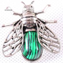 37x37MM Cicada Brooch Natural Stone Green Malachite Bead Pendant For Men Women Jewelry Gift 1Pcs K630 2024 - buy cheap