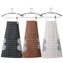 Apron Women Men Unisex Apron With Pocket Chef Kitchen Cooking Cotton Oil-Proof Waterproof Wipeable Plaid Stripes 2024 - buy cheap