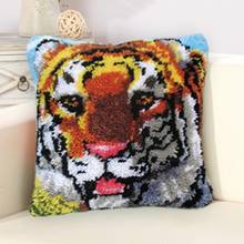 Forest Style Cushion Tiger Lion Latch Hook Pillow Sets Embroidered Crafts Latch Hook Rug Kits DIY For Needlework Punk Stripes F 2024 - buy cheap