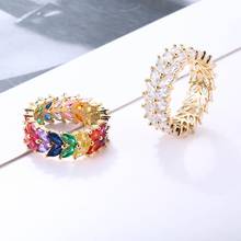 Colorido arco-íris zircônia cúbica anel de noivado para mulher anéis de cristal jóias femininas elegante casamento noivado bijoux 2020 2024 - compre barato