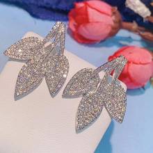 Luxury SAUDI ARABIA  Leaf  Stud Earrings For Women Wedding Cubic Zirconia Dubai Bridal Earring Jewelry Accessories  e9571 2024 - buy cheap