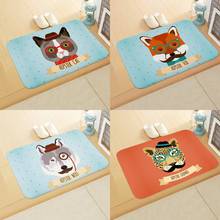 Animal dos desenhos animados impressão tapete de banho flanela dos desenhos animados gato raposa cão padrão banheiro antiderrapante esteira de decoração de casa tapete de porta felpudo 2024 - compre barato
