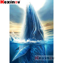 kexinzu 5D Full DIY Square/Round Diamond Painting"blue whale"3D Embroidery Cross Stitch Mosaic diamondpainting Gift #K8877 2024 - buy cheap