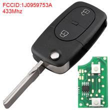 Chave remota para carro 433mhz com 2 botões, com chip id48, compatível com vw volkswagen passat golf mk4 2009-2012 2024 - compre barato