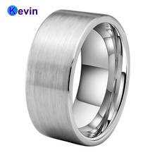 Anel de casamento de tungstênio, pulseira plana masculina, acabamento escovado, 10mm, ajuste confortável 2024 - compre barato