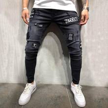 Новинка 2019, мужские Модные джинсы с дырками, узкие мужские джинсы в стиле хип-хоп 2024 - купить недорого