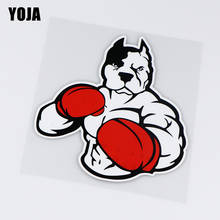 YOJA 12,2x13,1cm питбулл собака боксёр, модный декоративный стикер для автомобиля, мультяшная виниловая наклейка на автомобиль, с рисунком, с рисунком, для детей 2024 - купить недорого