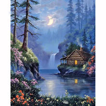 Pintura de diamante 5D artesanal paisaje con bosque bordado de diamantes cuadrados/redondos, diseño de paisaje, decoración del hogar, mosaico, regalo de Navidad 2024 - compra barato