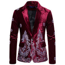 Men Casual Suits & Blazers New Arrivals Men's Slim Gorgeous Ceremony Velvet Blazer Single Button Embroidered Coat Jacket WO072 2024 - buy cheap