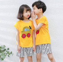 Verão bebê meninas pijamas define grandes meninos menina dos desenhos animados roupas de dormir crianças manga curta camiseta + shorts pijamas roupas criança 2024 - compre barato