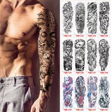 Pegatina de tatuaje temporal para manga de brazo grande, diseño de Rosas Negras, arte corporal de brazo completo, pegatina de tatuaje falso grande 2024 - compra barato