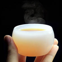 Xícara de porcelana egata branca, requintada, tecido pessoal, copo único, chá chinês kung fu pu'er 2024 - compre barato