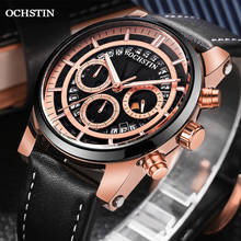 Ochstin-reloj deportivo de lujo para hombre, cronógrafo de cuarzo, resistente al agua, con correa de cuero 2024 - compra barato
