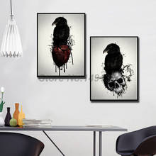 Raven And Skeleton Poster Black And White Paintings On Canvas Modern Art Decorative Wall Pictures Home Decoration 2024 - buy cheap