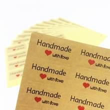 120 Pcs/lot 'Handmade with love' Scrapbooking Kraft Paper Labels Envelopes Stickers Gift Packaging Seal Seals Sticker 2024 - buy cheap