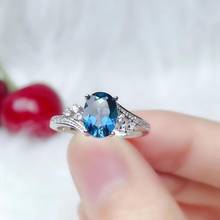 Модное милое кольцо с натуральным голубым топазом, S925 Серебряное кольцо с натуральным драгоценным камнем для женщин и девушек, подарок на вечеринку, ювелирное изделие 2024 - купить недорого
