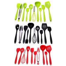 Juego de utensilios de cocina, cucharas, espátulas, pala, silicona + cepillo de acero inoxidable 2024 - compra barato