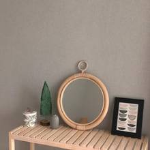 Rattan Wall Mirror Decoration Maison Nordic Korean Japan Style Vintage Handmade Home Hanging Decor Round Make Up Mirrors 35cm 2024 - buy cheap