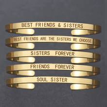 Pulseras de la amistad para mujer, brazalete grabado de "mejores amigos y hermanas", joyería para Hermanas, regalos de navidad 2024 - compra barato