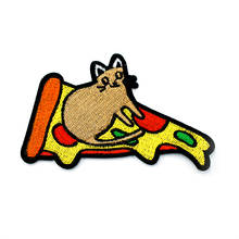 Mouse Pizza (tamaño: 6,0x9,4 cm), parche de insignias de tela artesanal, etiqueta bordada para coser adhesivos para ropa adorno para ropa 2024 - compra barato