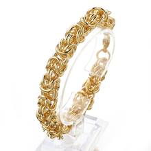 7-11" 10mm Strong Stainless Steel Gold Tone Stainless Steel Handmade Byzantine Box Link Chain Bracelet Wristband For Men Women 2024 - buy cheap