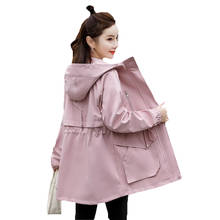Fashion Windbreaker Women's Mid-length Spring Autumn Trench Coats 2021 New Korean Loose Tooling Hooded Outerwear f246 2024 - buy cheap