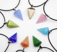 Fashion hot sale Natural stone Cat eye stone Amulet Healing Crystal Hexagonal shape pendulum Pendant Necklace for Jewelry making 2024 - buy cheap