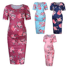 New Summer Fashion Casual Women Short Sleeve Pregnant Maternity Dress Knee Length Flower Maternity Clothes Pregnancy Dress 2024 - buy cheap