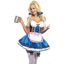 Women Sexy Blue Oktoberfest Beer Girl Costume Adult Female Germany Bavarian Carnival Maid Waiter Cosplay Dress Carnival Outfit 2024 - buy cheap